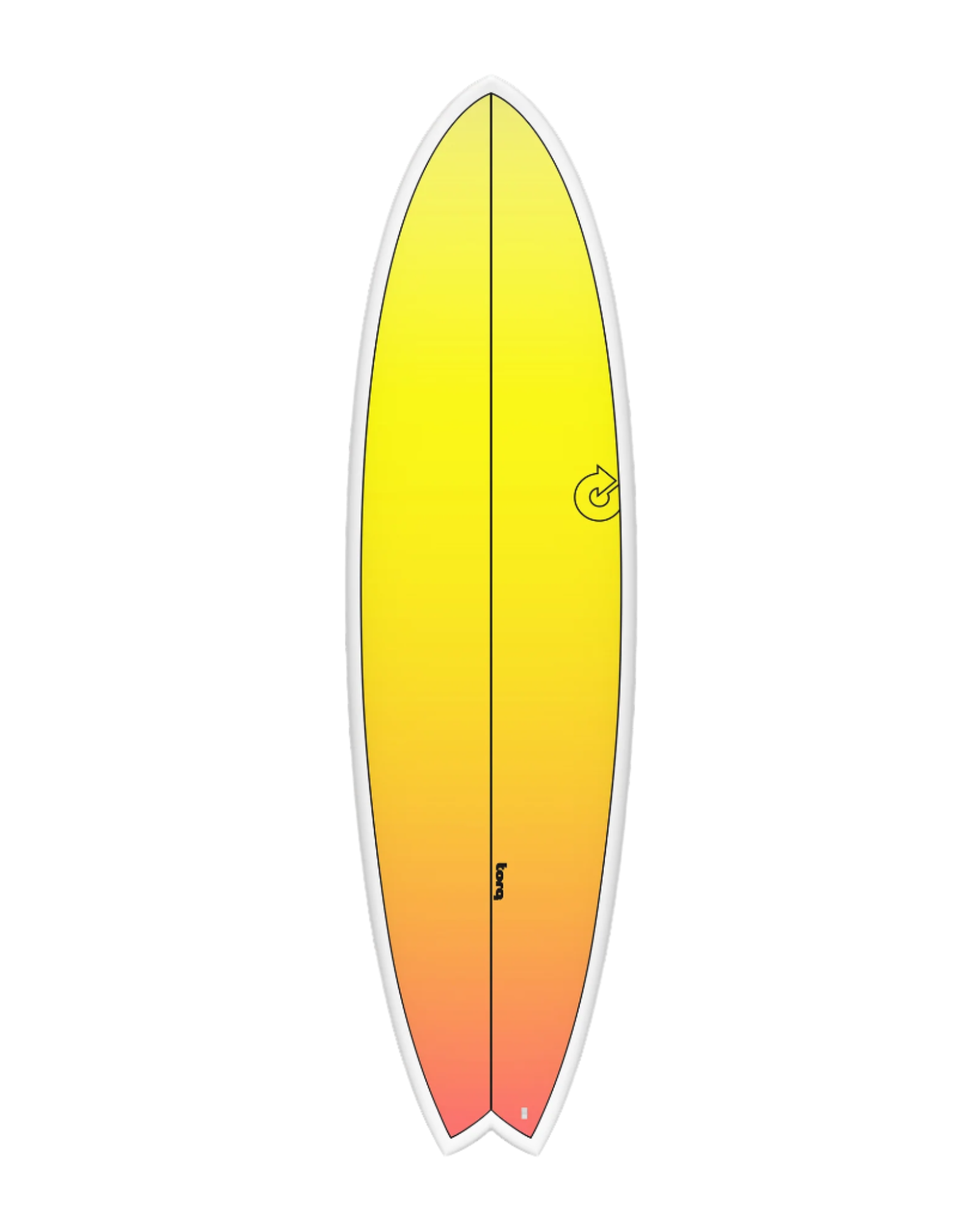 Torq TET Mod Fish Surfboard Yellow Orange Retro Fade