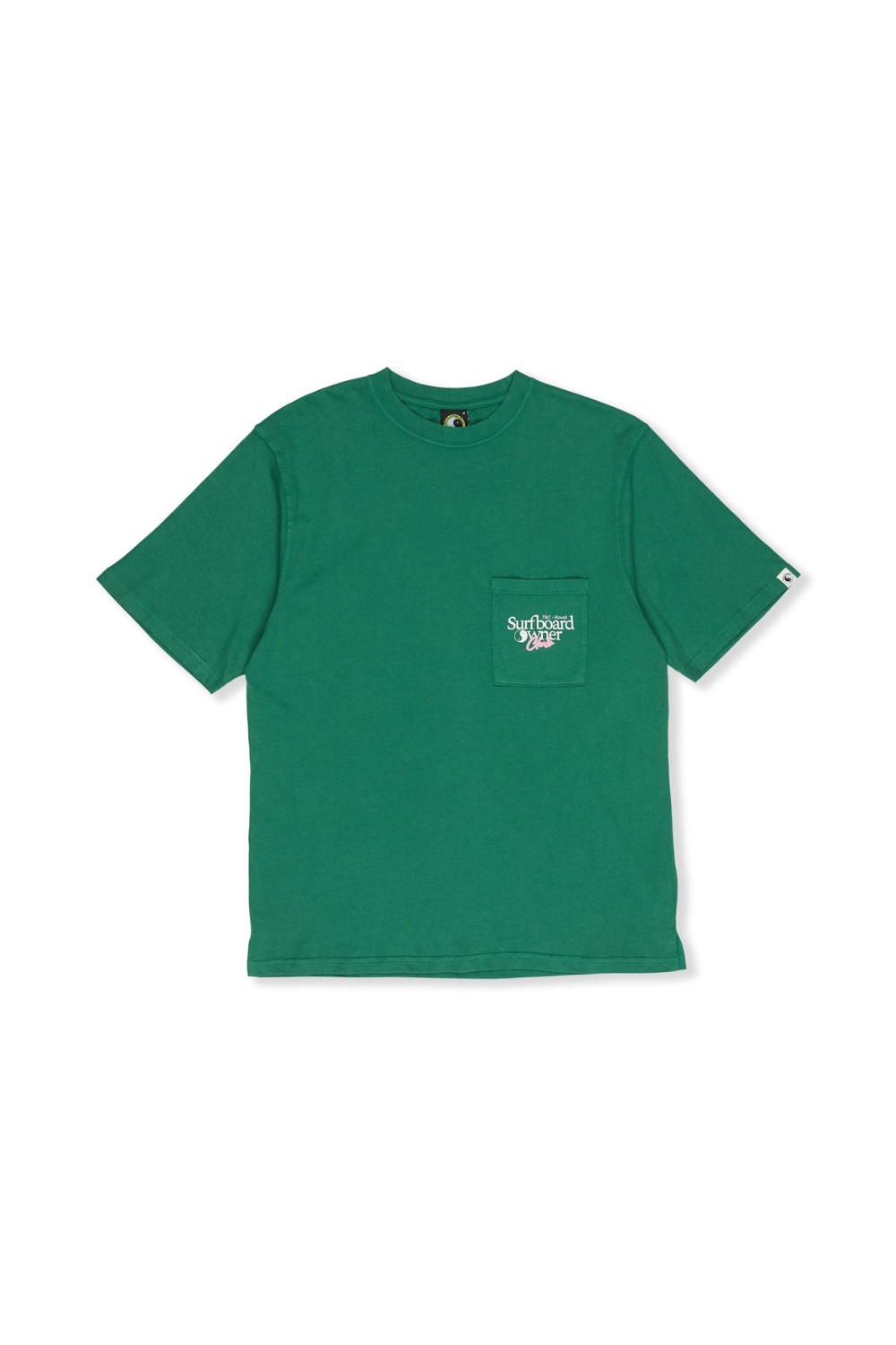 Green T&C Surf designs t-shirt with a small logo on a chest pocket 