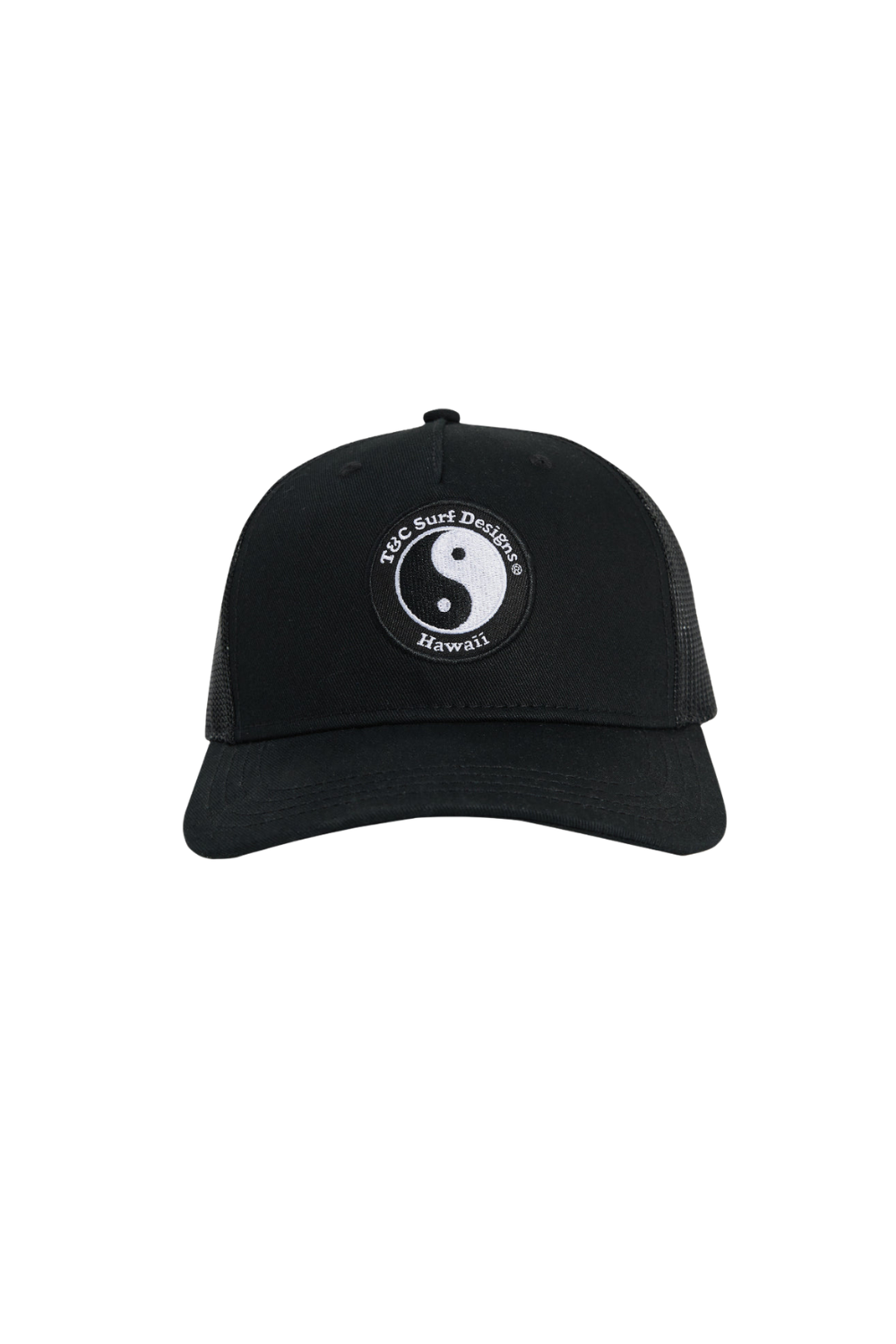 Black cap with a white T&C Yin Tan logo