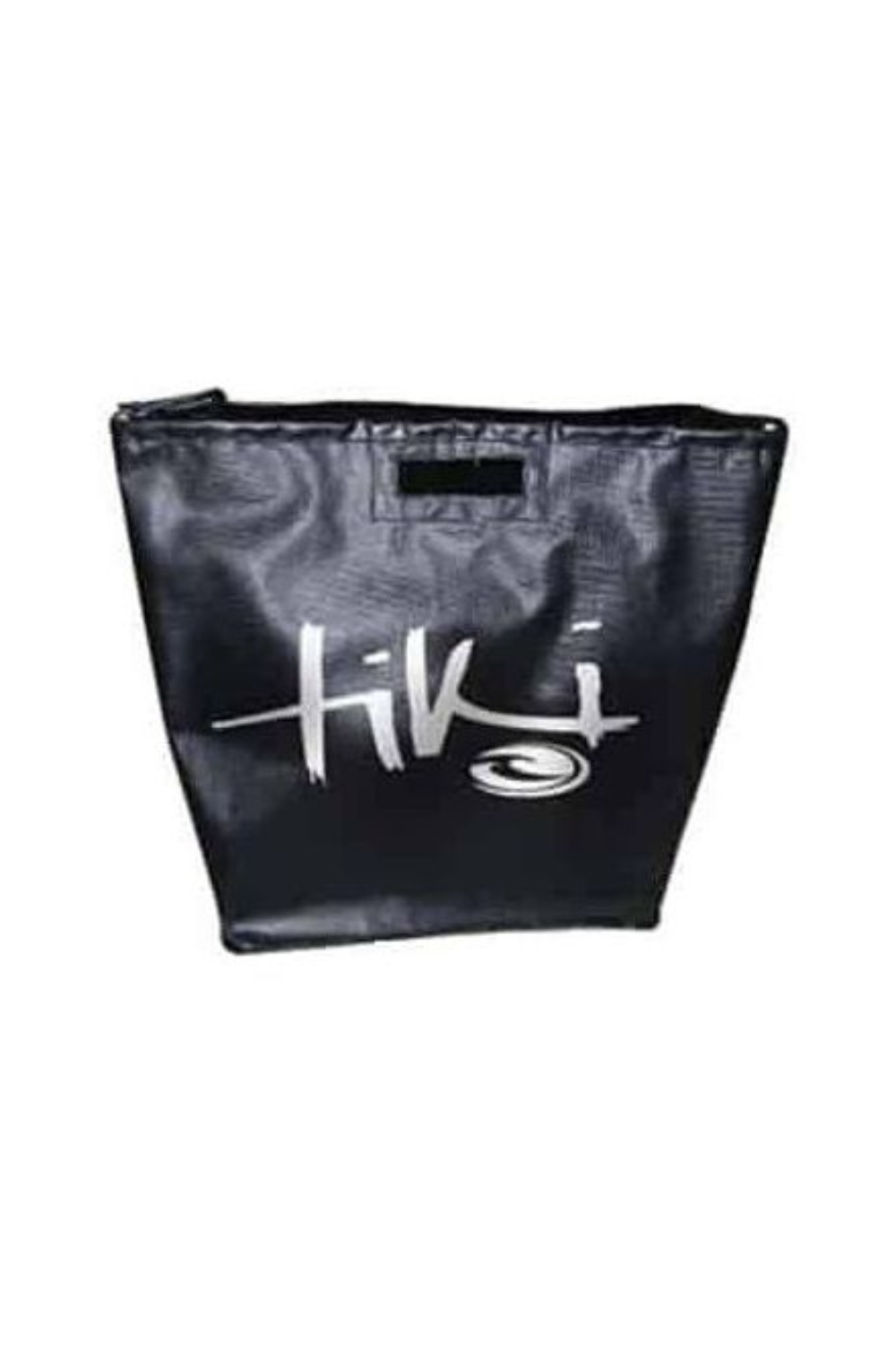 Black changing mat/bag with whiteTiki logo on a white background