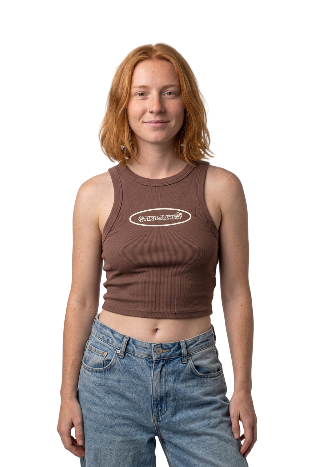Tiki Oval Womens Tank Top Brown