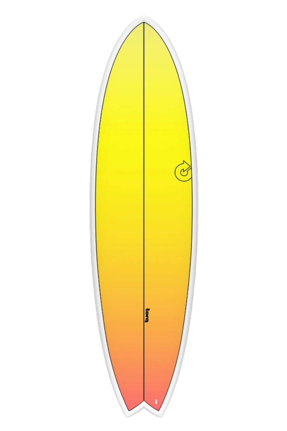 Torq TET ModFish Surfboard Yellow Orange Retro Fade