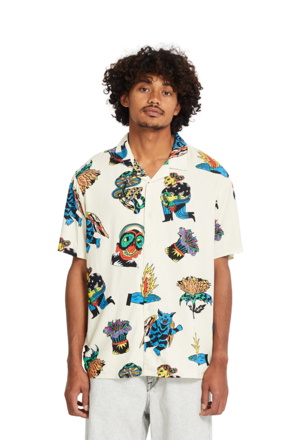 Volcom Fa Bob Mollema Short Sleeve Shirt Light Beige