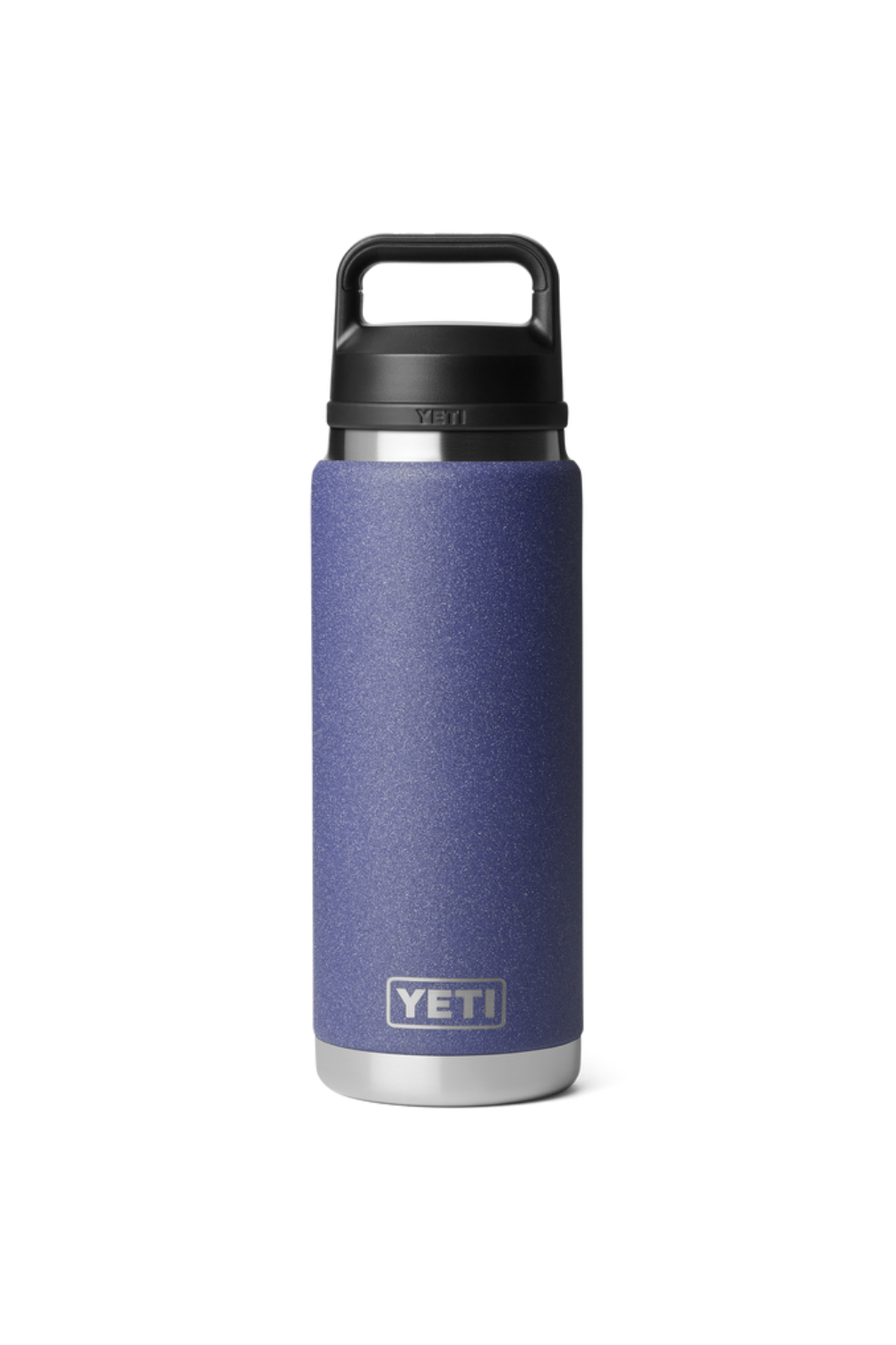 Dark Purple YETI water bottle with black lid on a white background