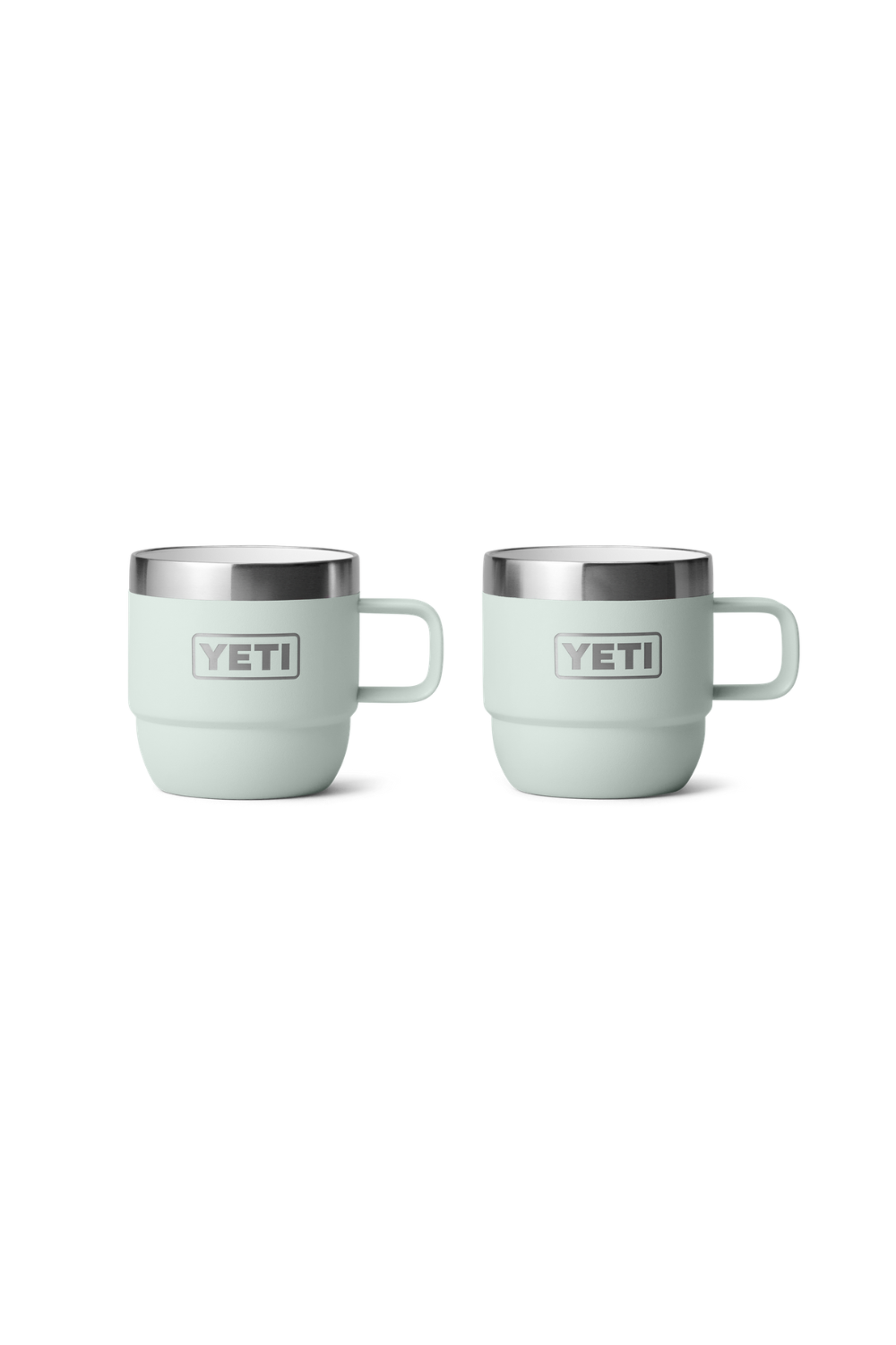 Light green Yeti  espresso cups on a white background