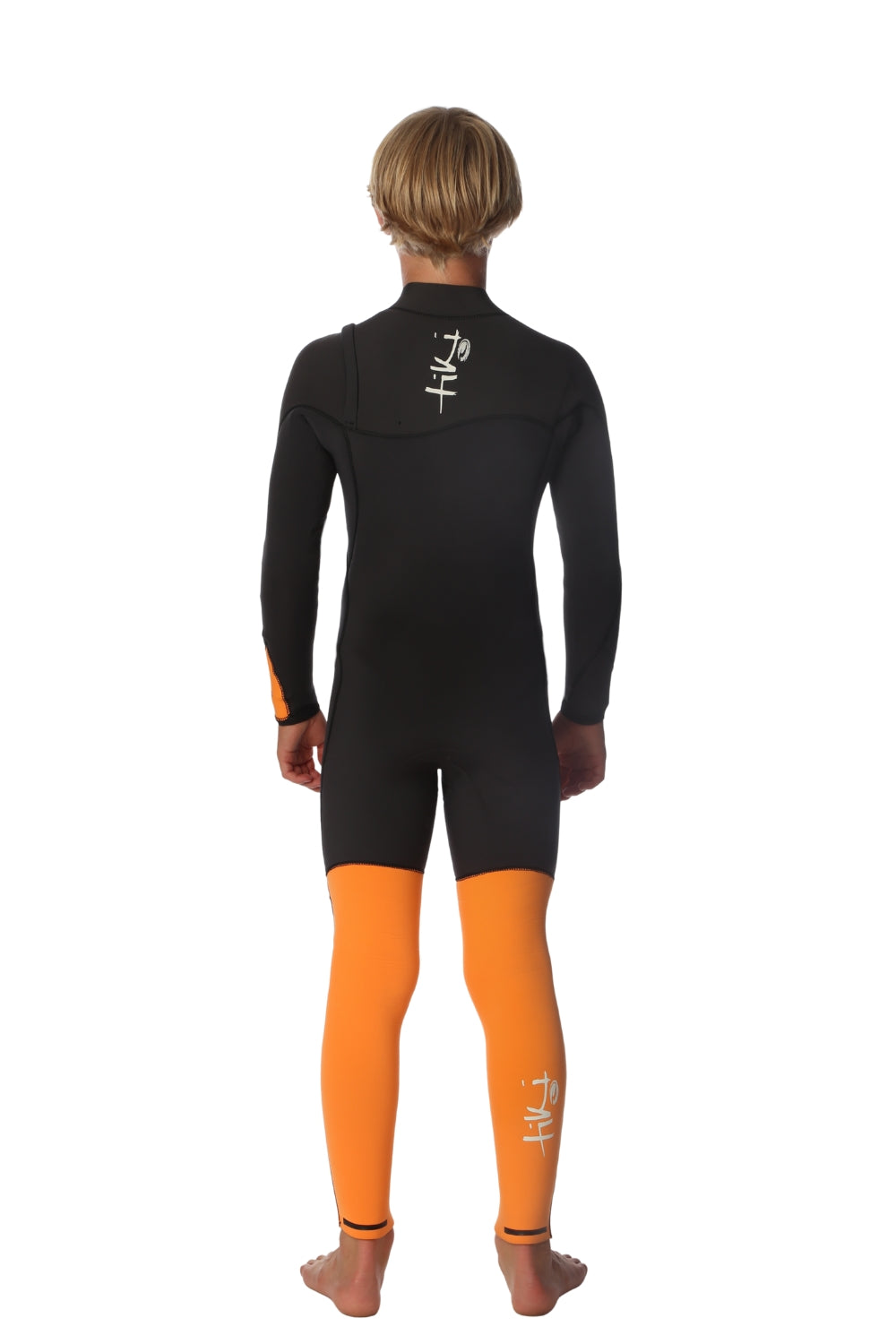 Tiki Youth Zepha 4/3 Wetsuit GBS Zip Free Steamer - Graphite/Orange