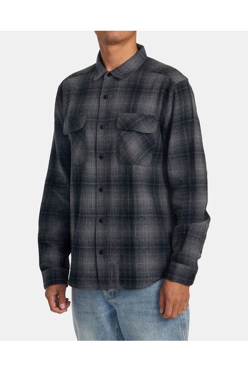 RVCA Dayshift Flannel Long Sleeve Shirt Rvca Black