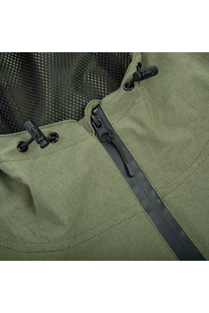 Tiki Barn Jacket In Olive Green & Stone