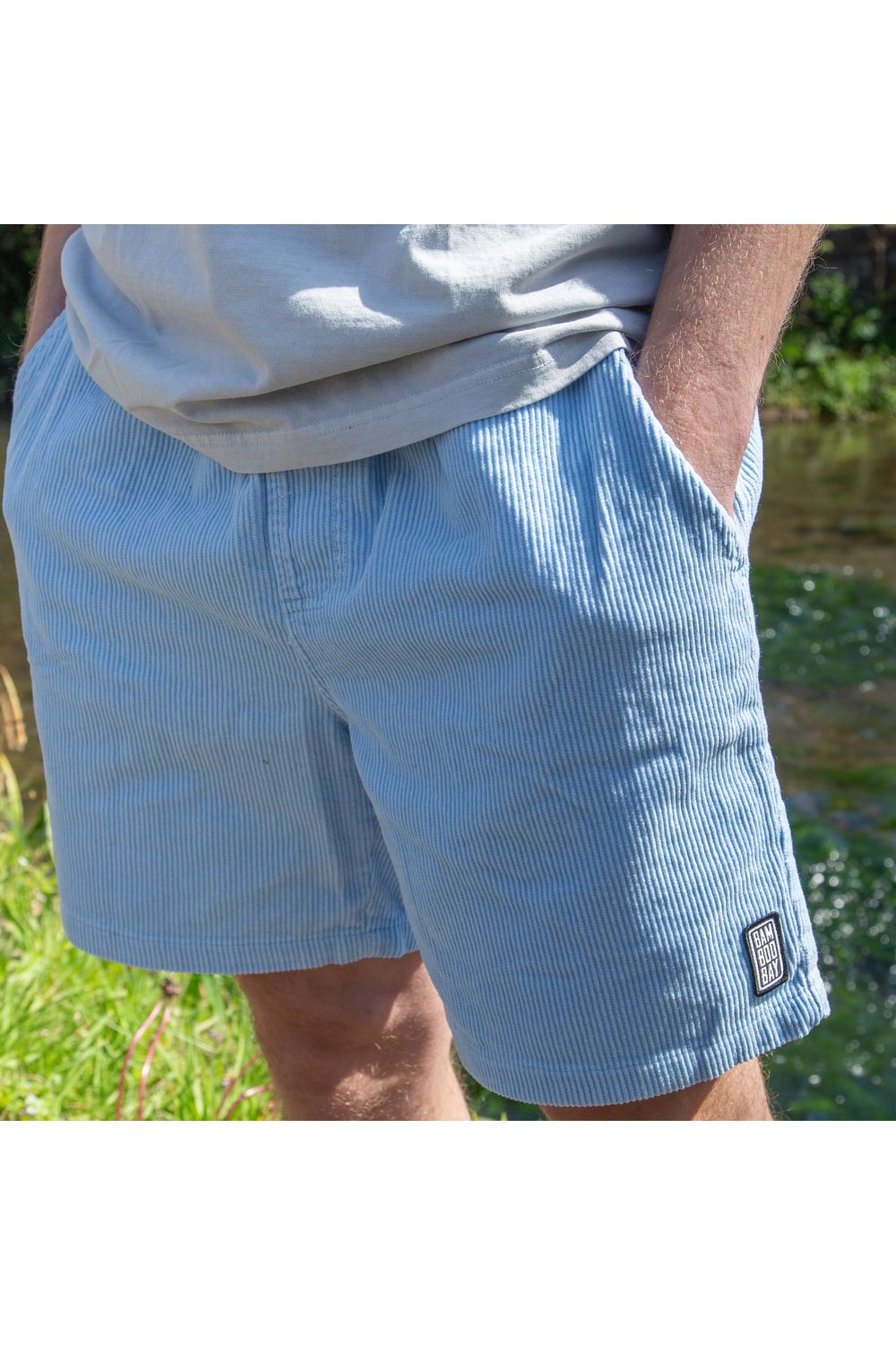 Bamboobay Cord Shorts in Light Blue from Front