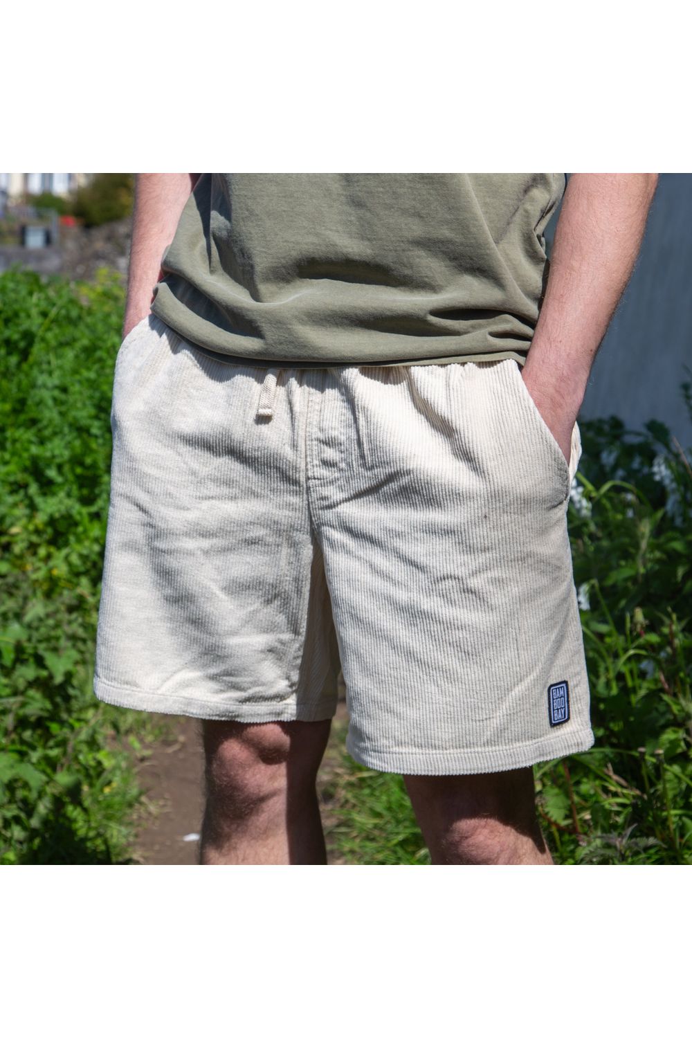 Bamboobay cord shorts in sand yellow front image