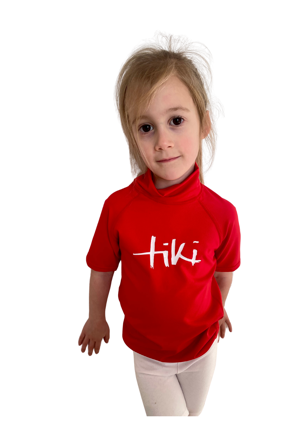 Tiki Kids S/S Rash Vest with Logo Red