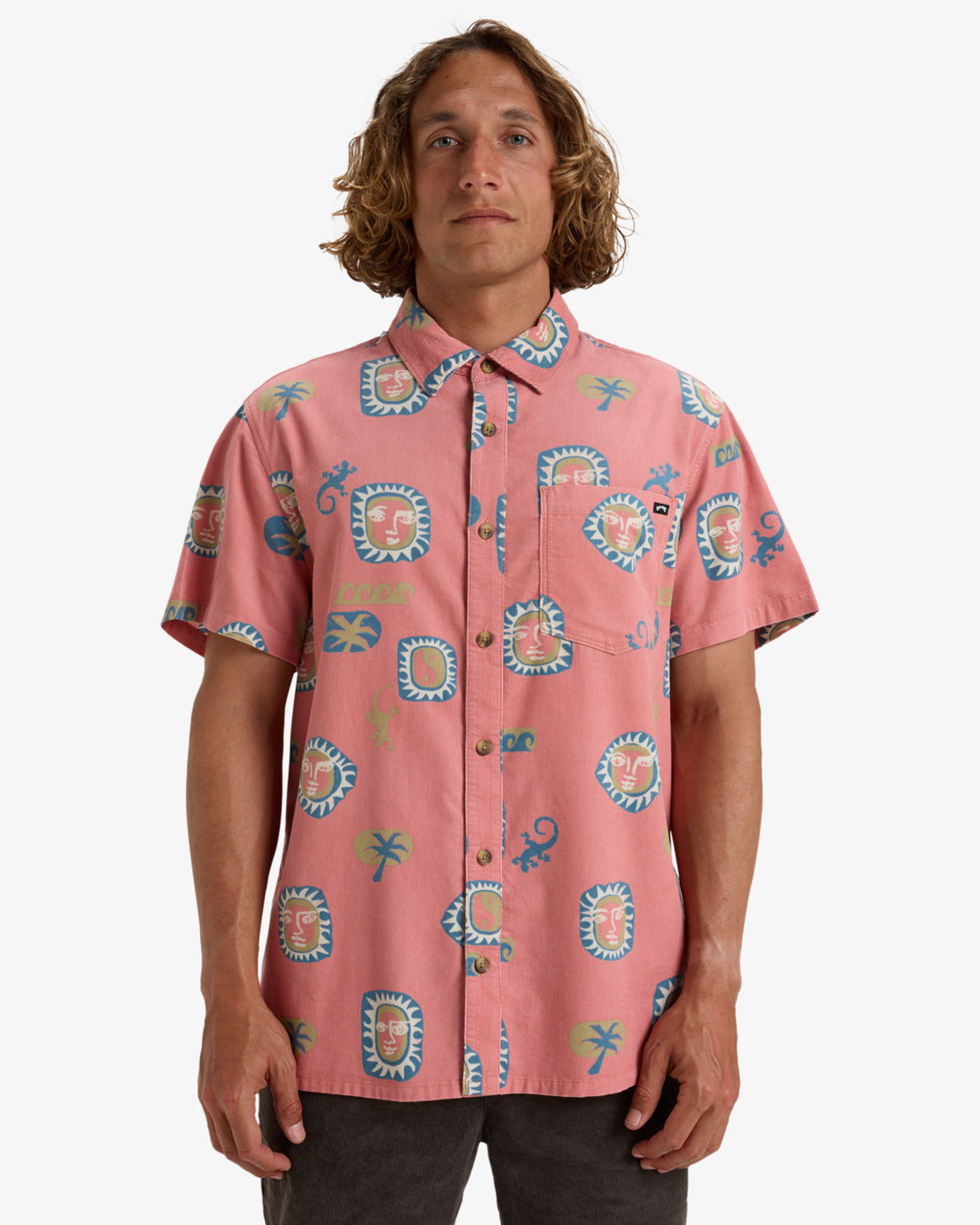 Billabong Solana Cord Short Sleeve Shirt Dusty Pink