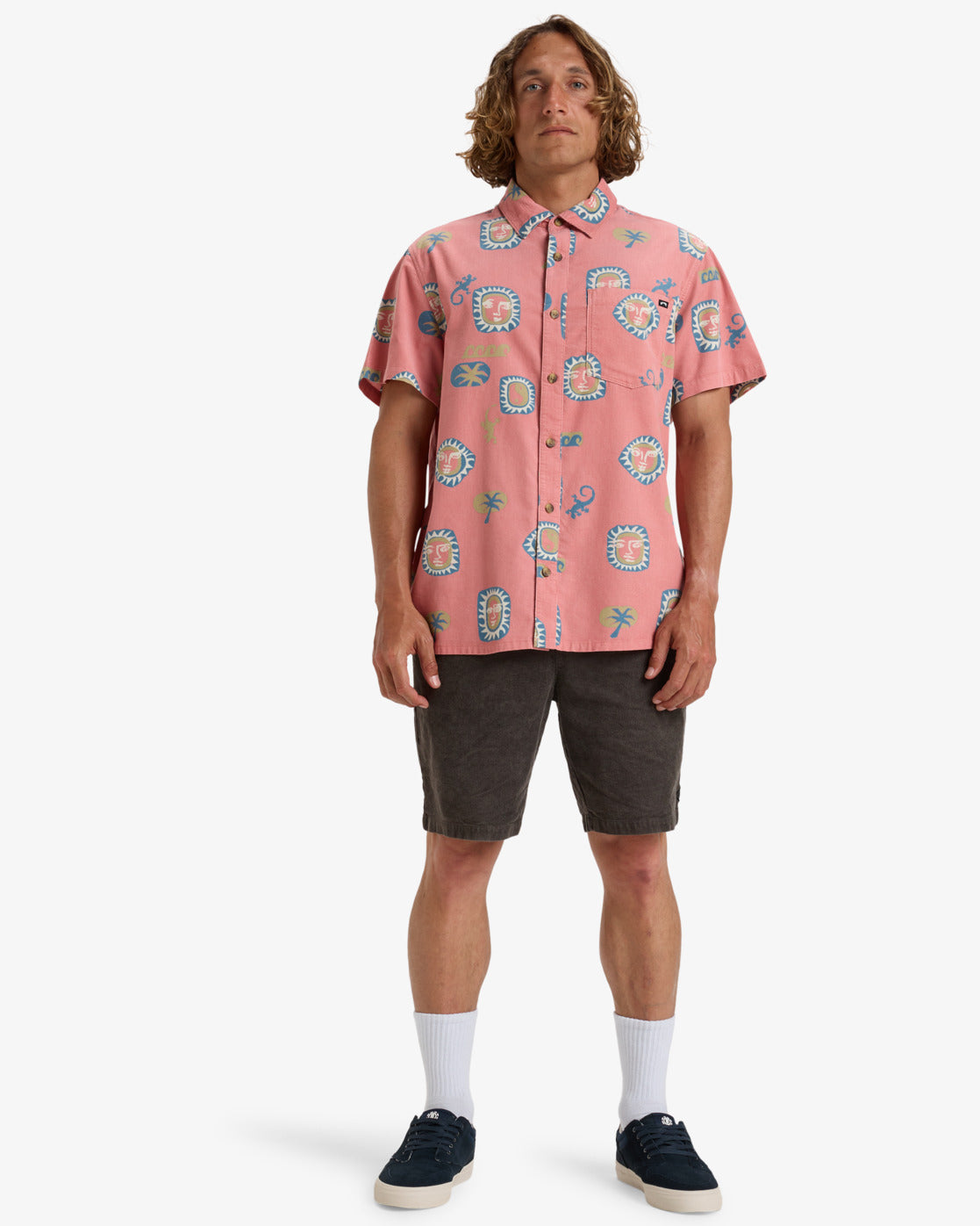 Billabong Solana Cord Short Sleeve Shirt Dusty Pink