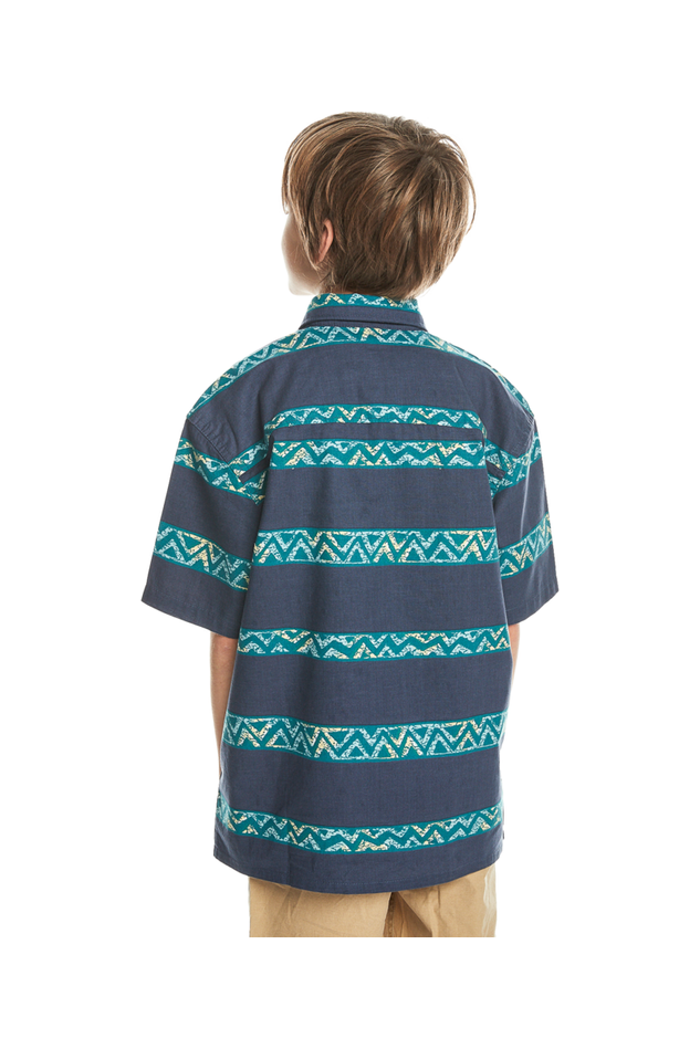 Quiksilver Dalnavert Short Sleeve Shirt Youth Crown Blue Heritage Stripe