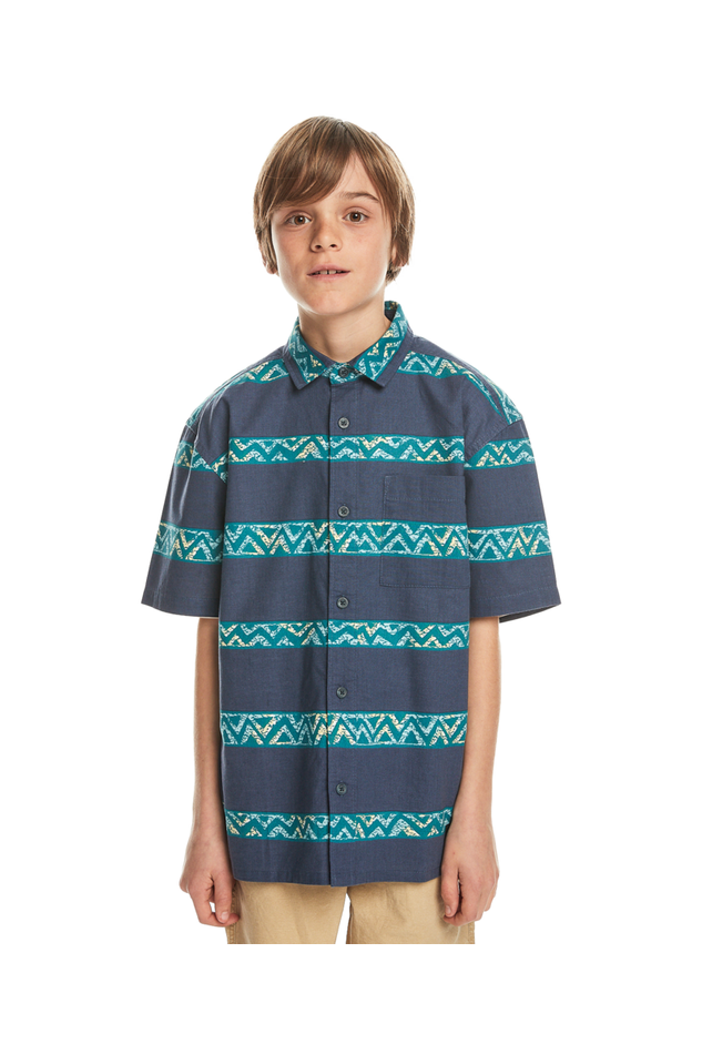 Quiksilver Dalnavert Short Sleeve Shirt Youth Crown Blue Heritage Stripe