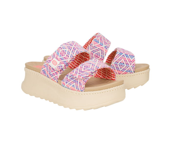 Hey Dude Delray Slide Surf Baja Sandal Blue Pink