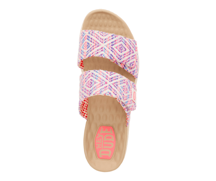 Hey Dude Delray Slide Surf Baja Sandal Blue Pink