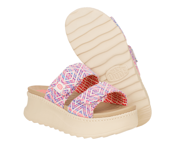 Hey Dude Delray Slide Surf Baja Sandal Blue Pink