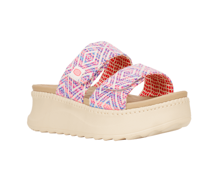 Hey Dude Delray Slide Surf Baja Sandal Blue Pink