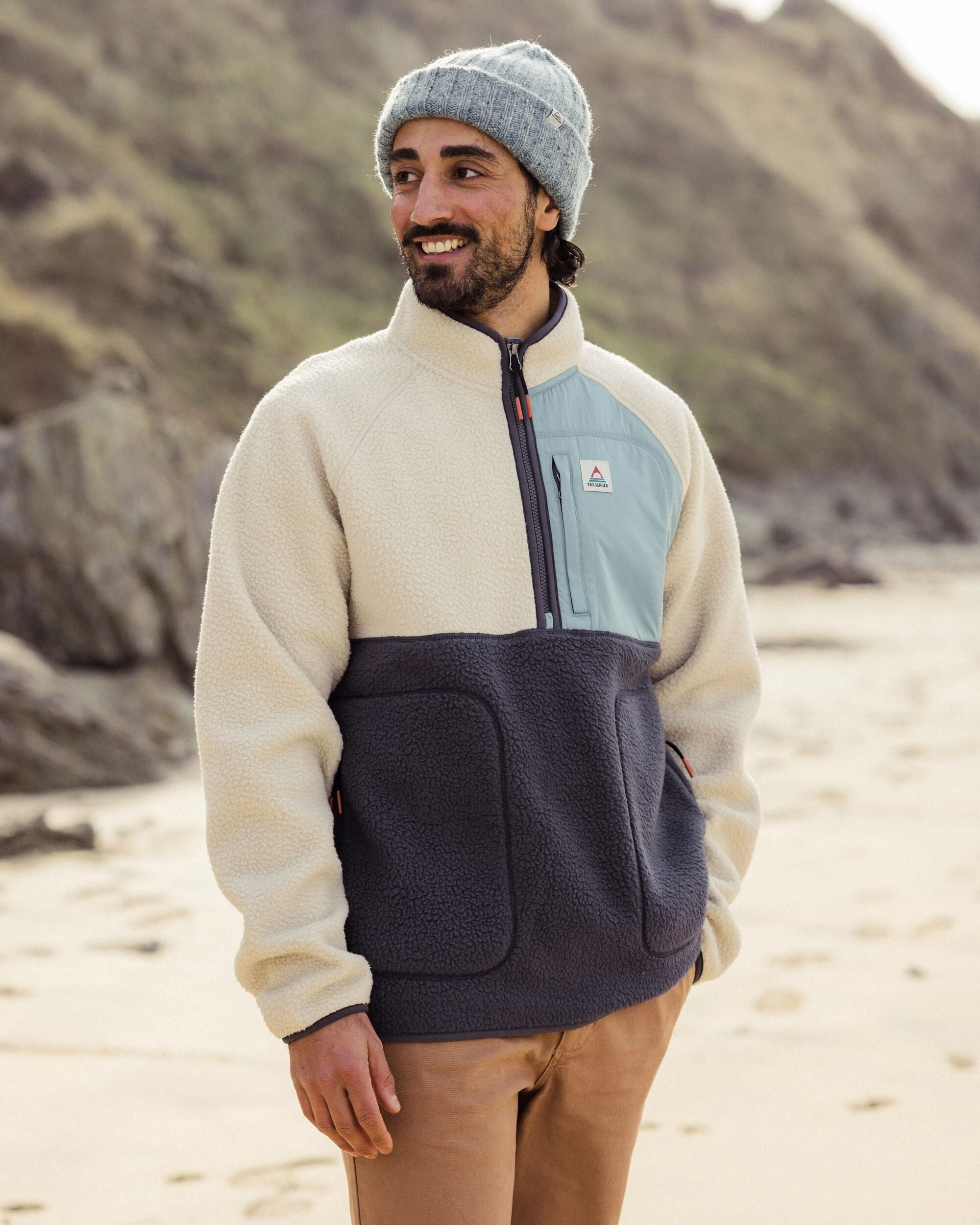 Passenger Offgrid 2.0 1/2 Zip Recycled Sherpa Fleece Oatmeal/Charcoal