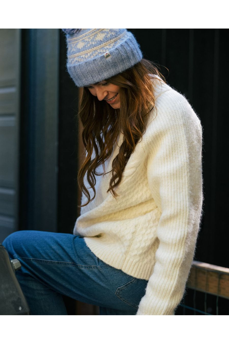 Passenger Cozy Recycled Cable Knit Jumper Off White