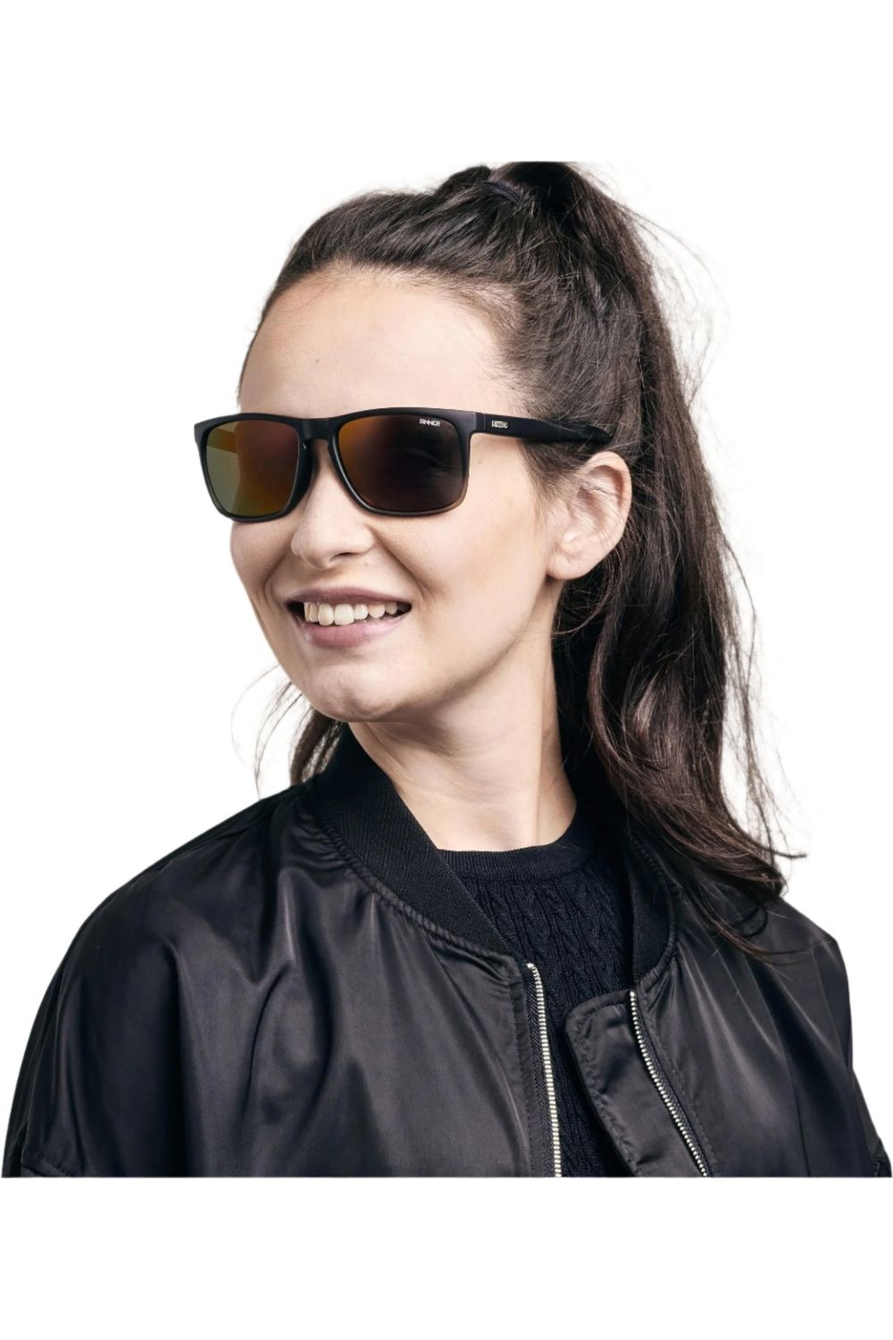 Sinner Oak Sunglasses Matt Black Grey CX-Sintec Red Mirror