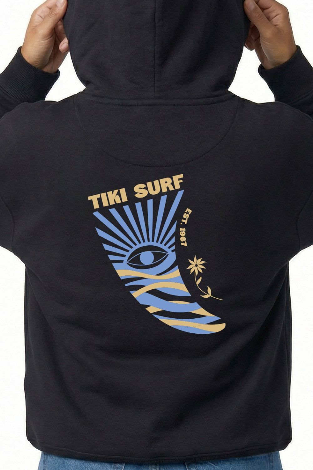Tiki Fin Womens Hoodie Black