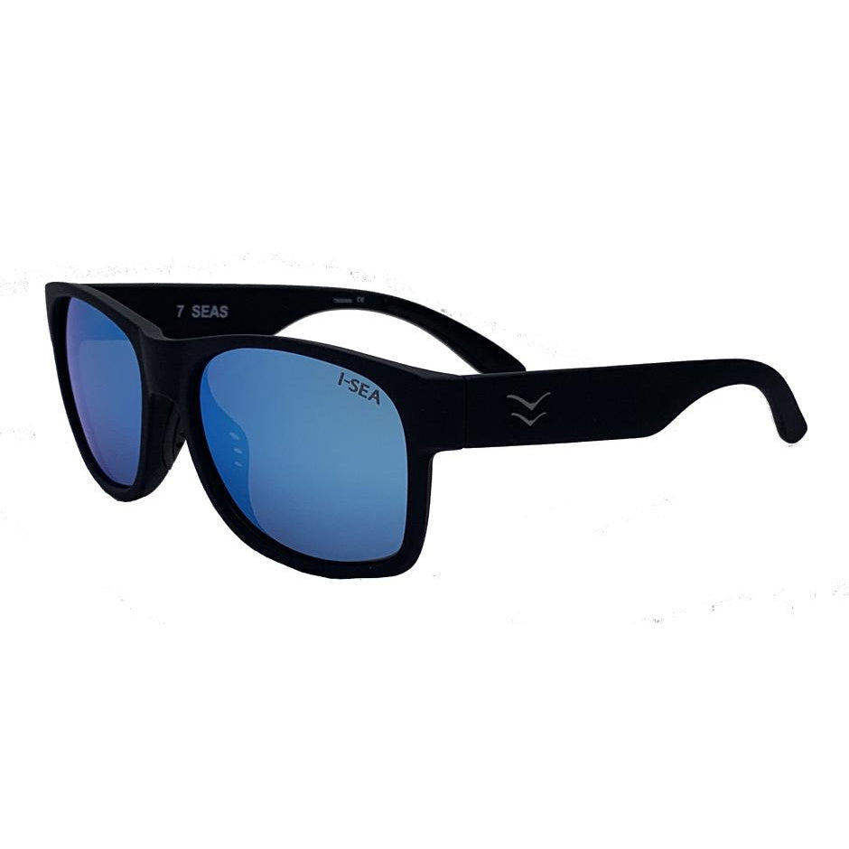 I-Sea Seven Seas Sunglasses Black Blue Mirror