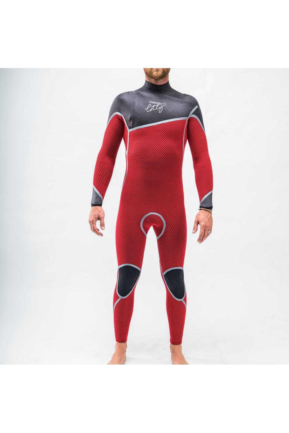 Mens Zepha2 4/3 GBS Steamer Wetsuit Chest Zip Black Red