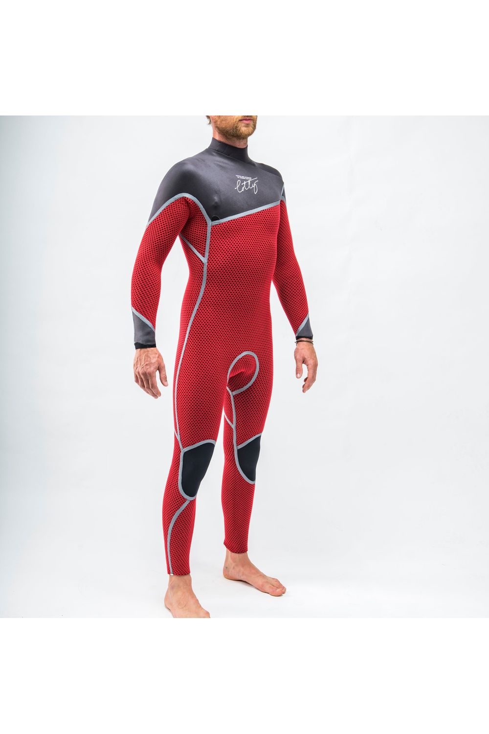 Mens Zepha2 4/3 GBS Steamer Wetsuit Chest Zip Black Red
