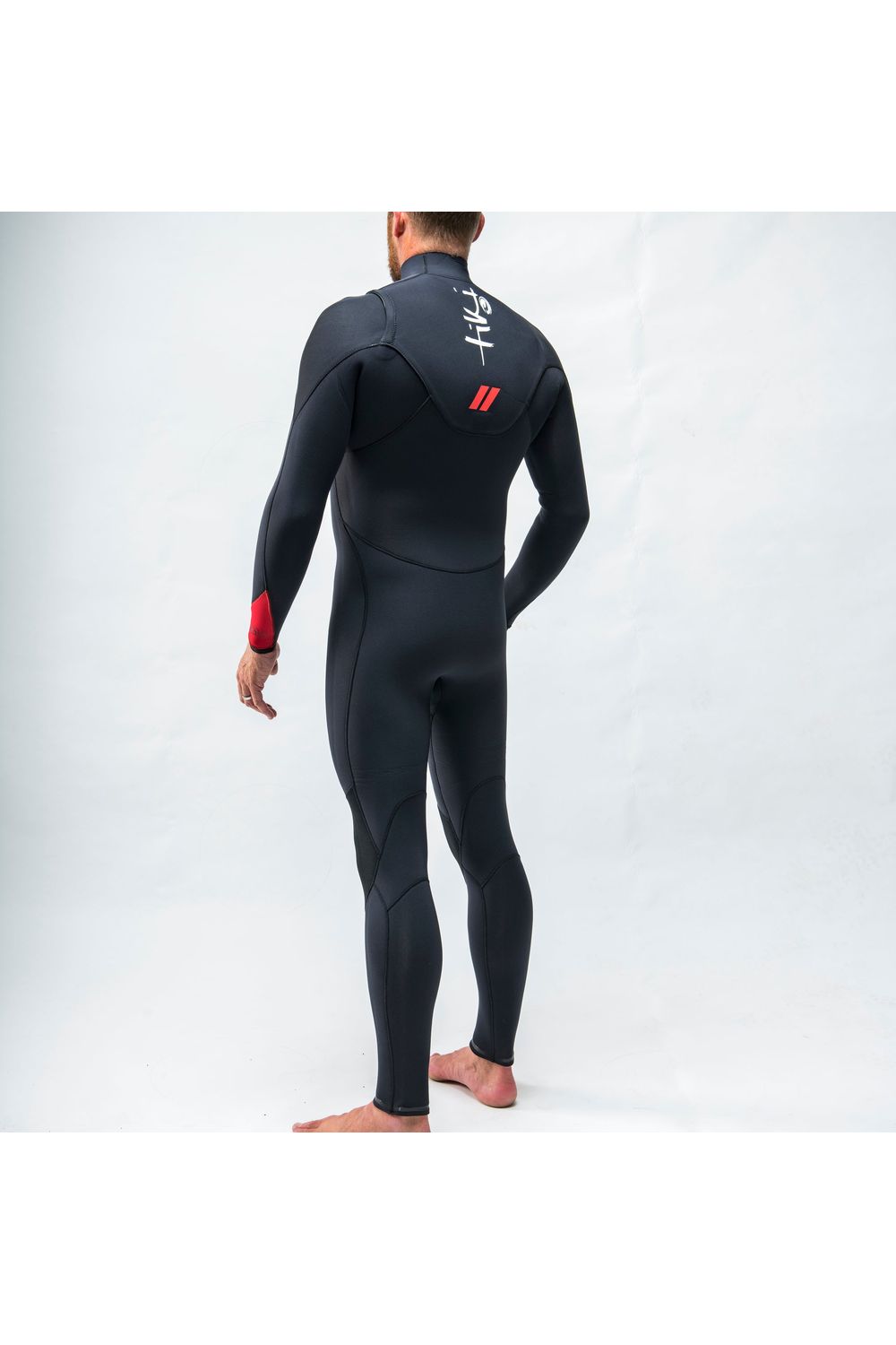 Mens Zepha2 4/3 GBS Steamer Wetsuit Chest Zip Black Red