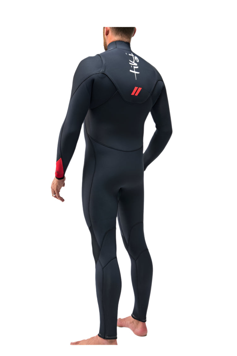 Mens Zepha2 4/3 GBS Steamer Wetsuit Chest Zip Black Red