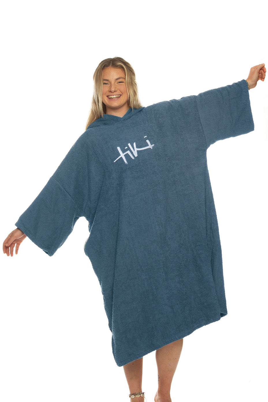 Tiki Adults Hooded Change Robe Navy