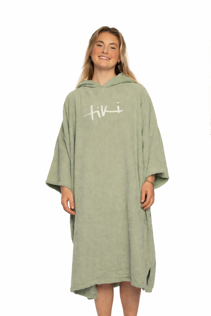 Tiki Adults Hooded Change Robe Sage