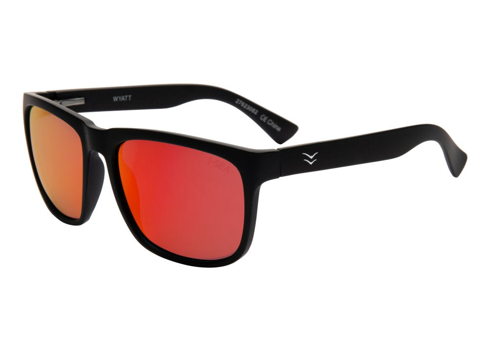 I-Sea Wyatt Sunglasses Black/Red Mirror Polarized