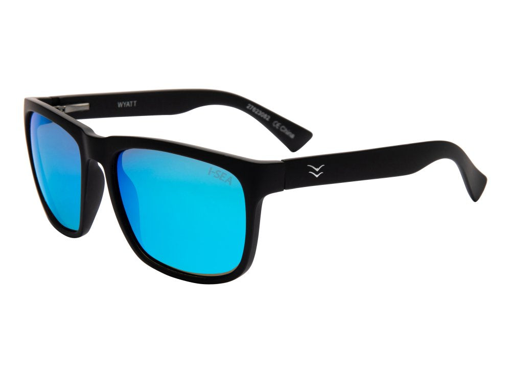 I-Sea Wyatt Sunglasses Black/Blue Mirror Polarized