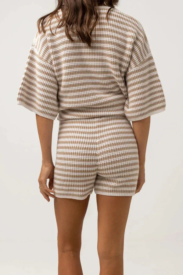 Rhythm Corsica Knit Shorts Oatmarle Stripe