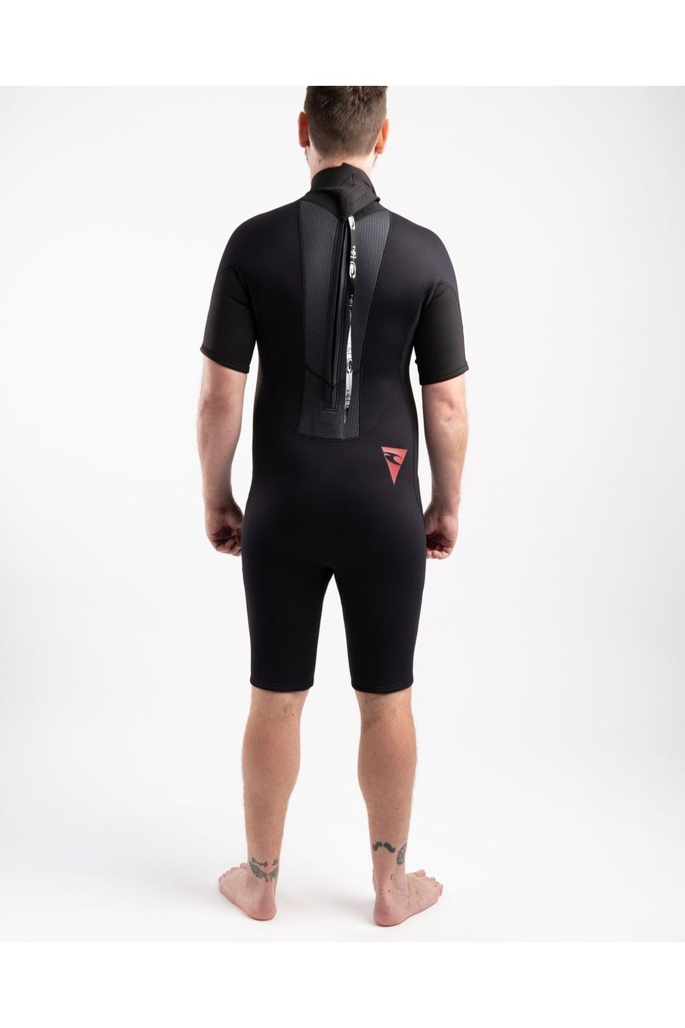 Tiki Tech 3/2 Spring Wetsuit with Back Zip - Black & Red