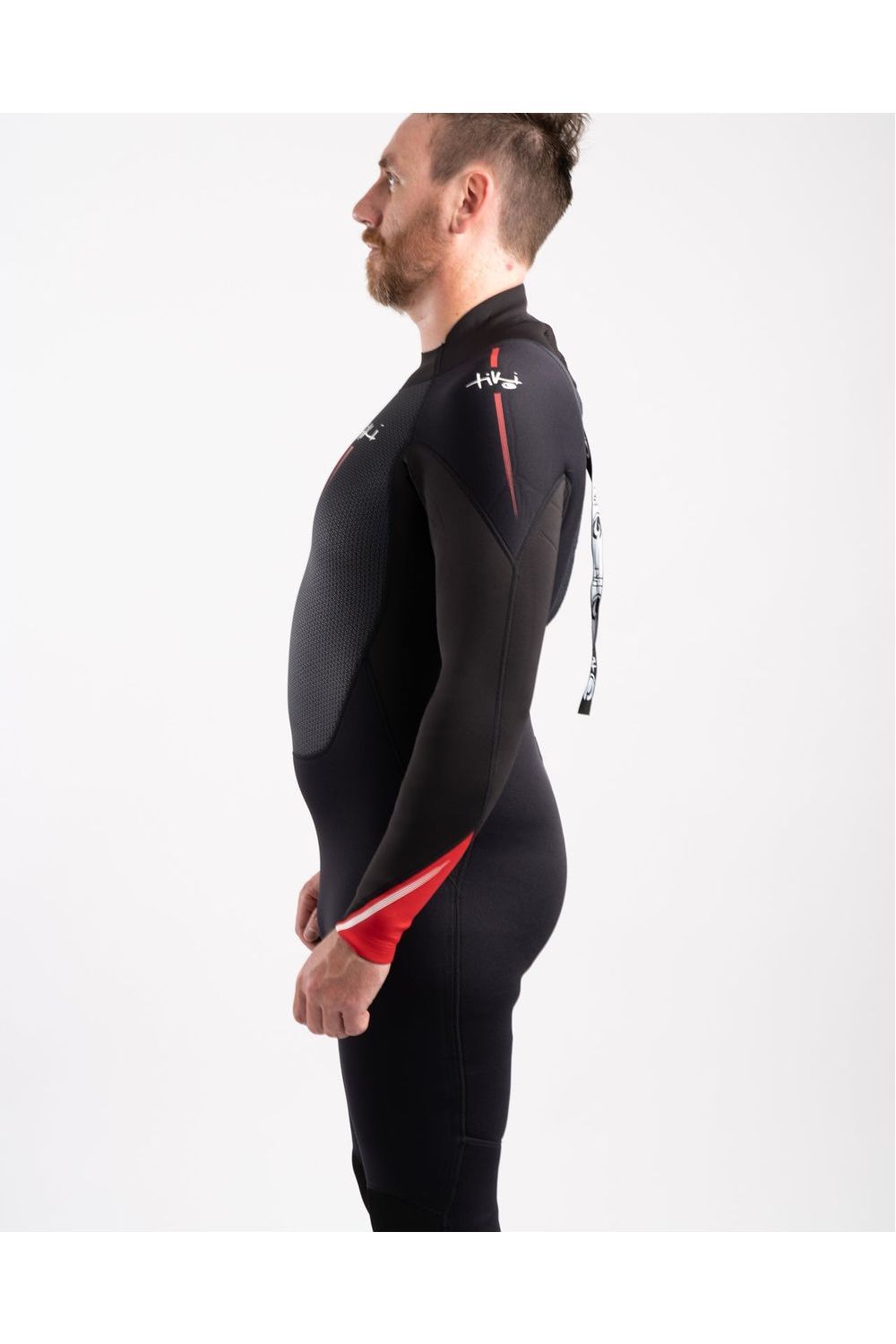 Tech Mens 3/2 Steamer Wetsuit Back Zip In Black & Red