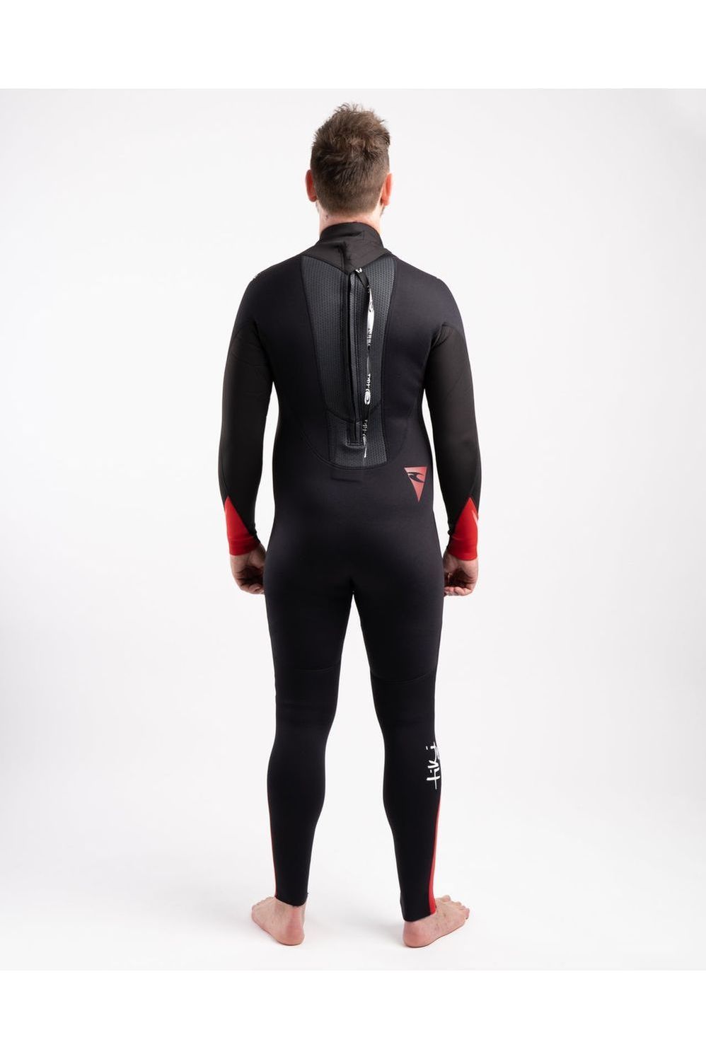 Tech Mens 3/2 Steamer Wetsuit Back Zip In Black & Red