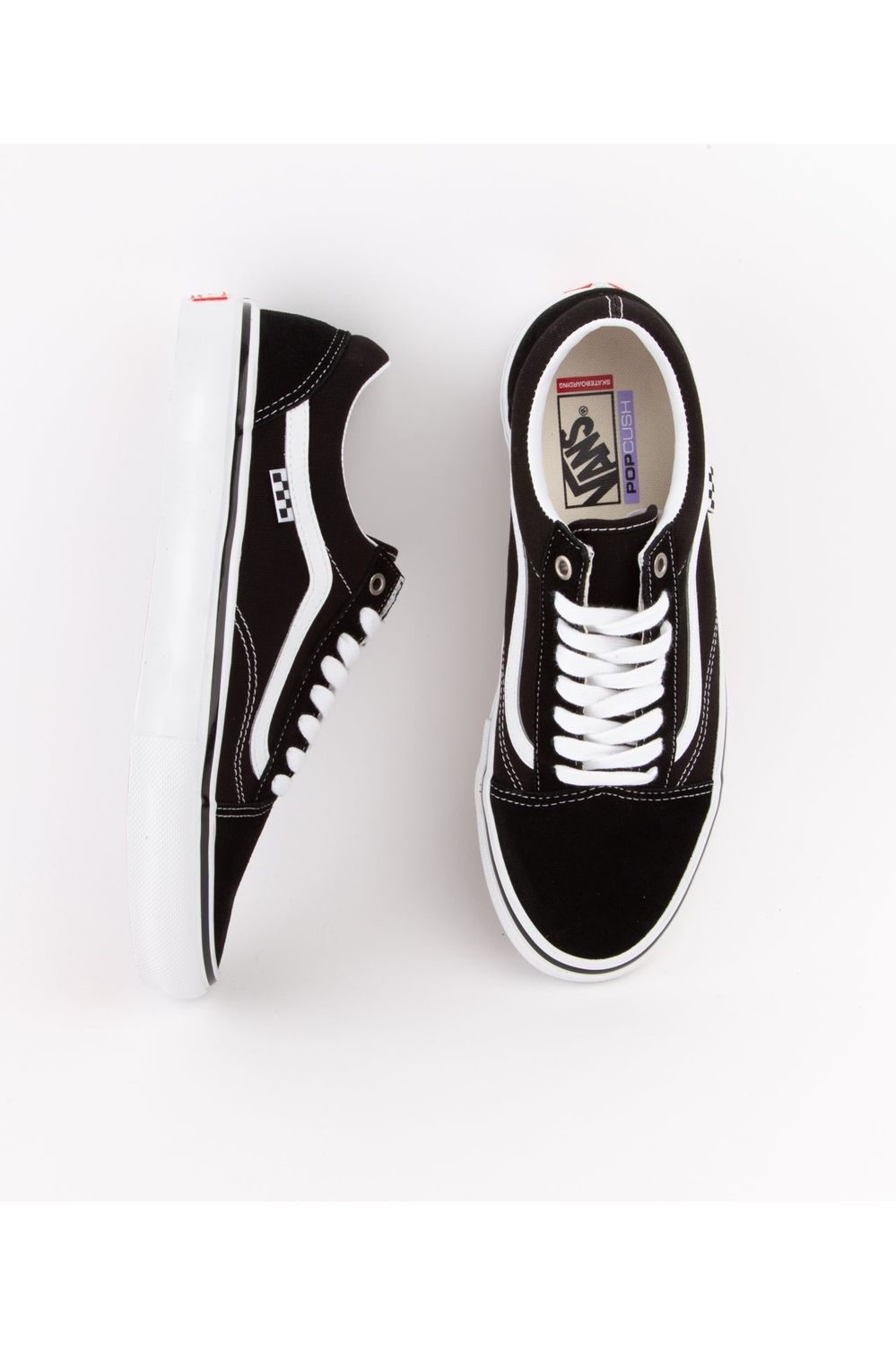 Vans old skool black logo white skate shoes Clearance