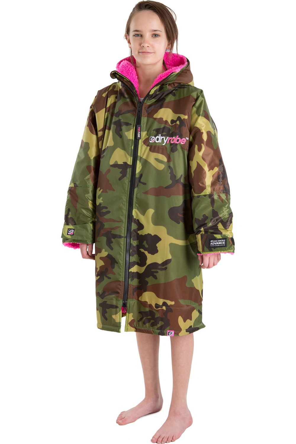 Dryrobe Advance Kids Long Sleeve Camo/Pink