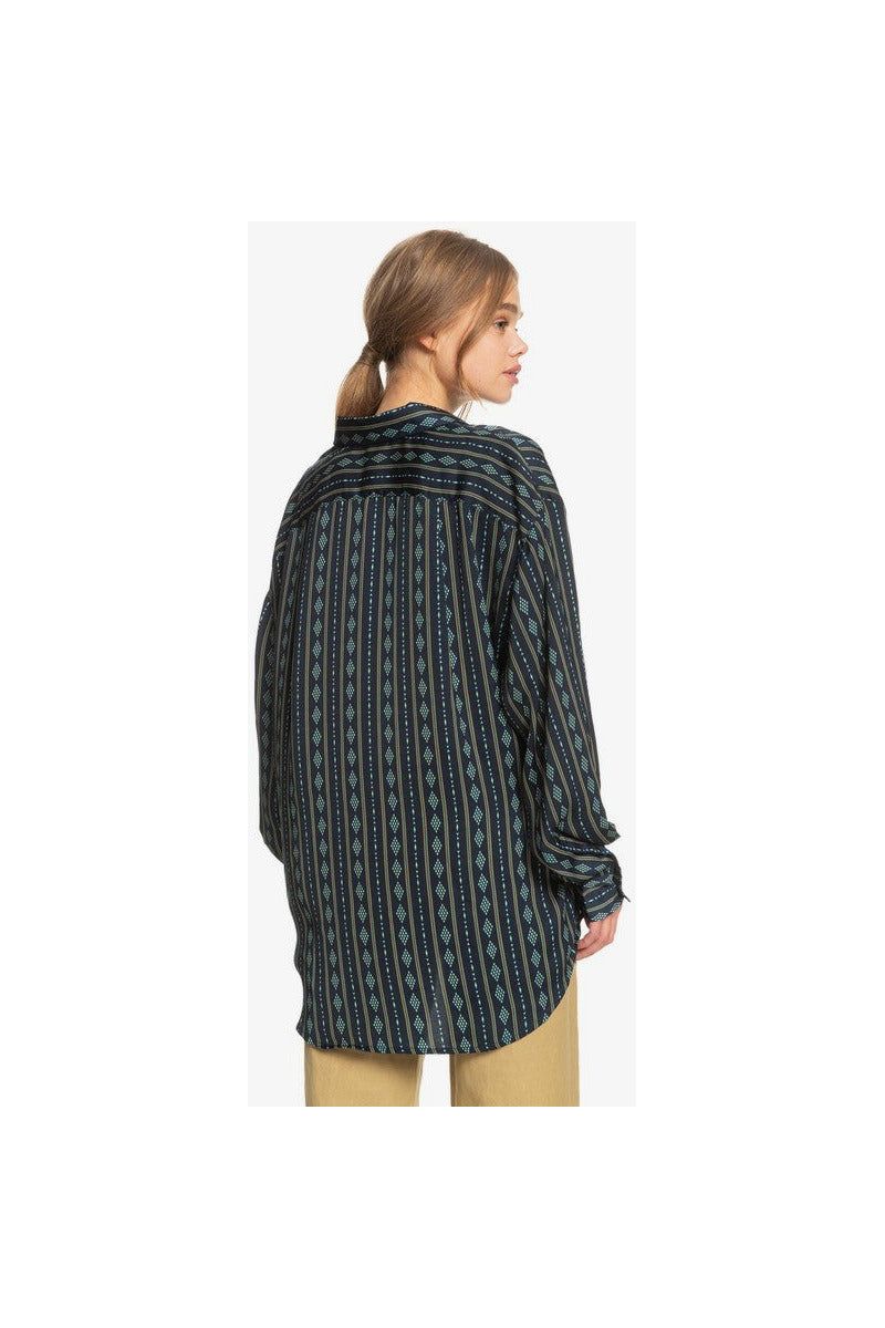 Quiksilver Diamond Stripe Long Sleeve Navy Shirt