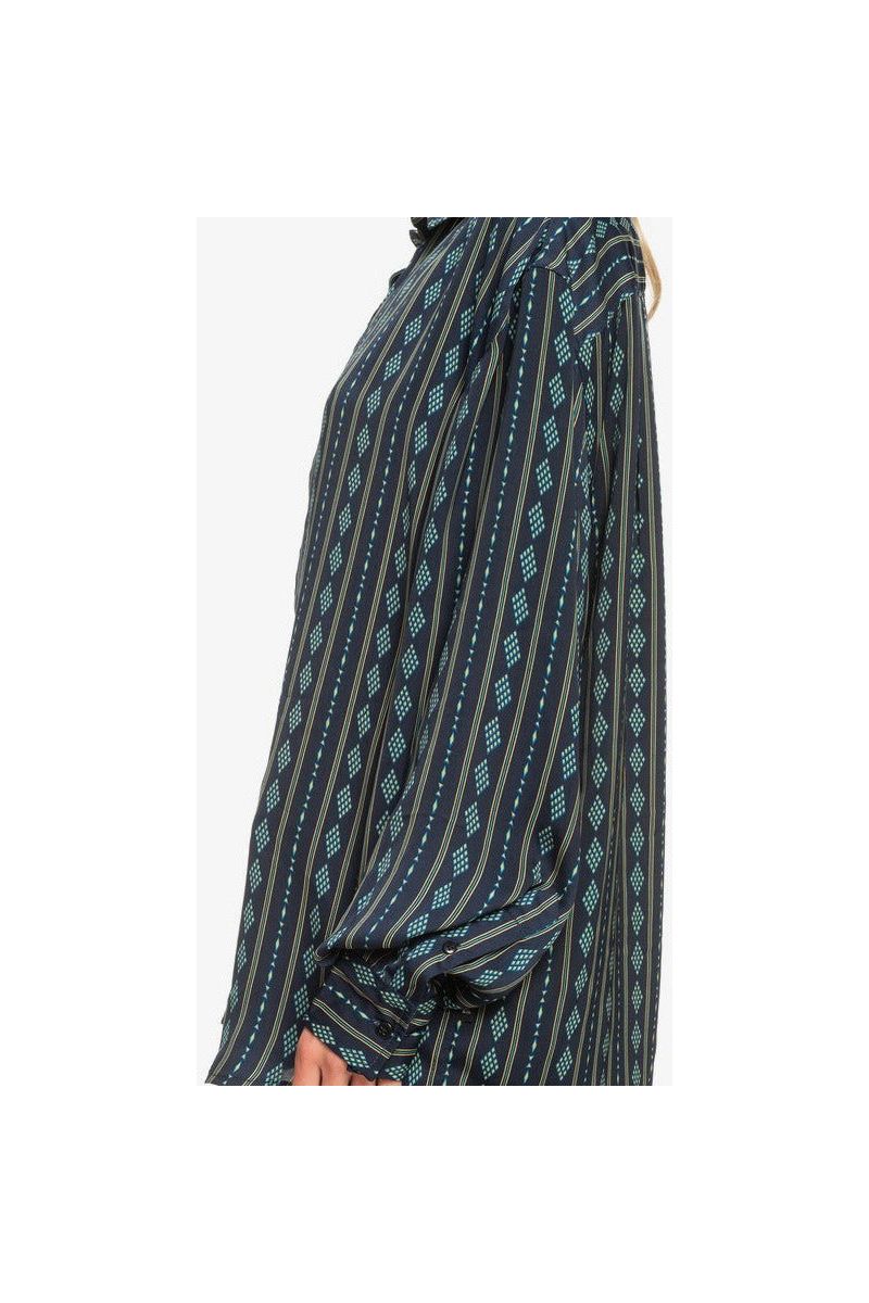 Quiksilver Diamond Stripe Long Sleeve Navy Shirt