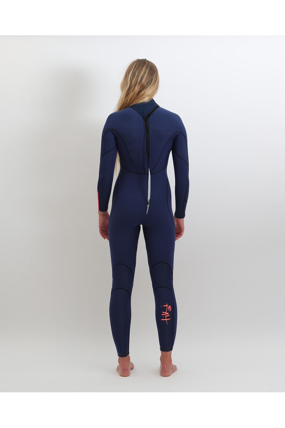 Tiki Ladies Zepha2 3/2 Gbs Wetsuit - Back Zip - Navy/Peach