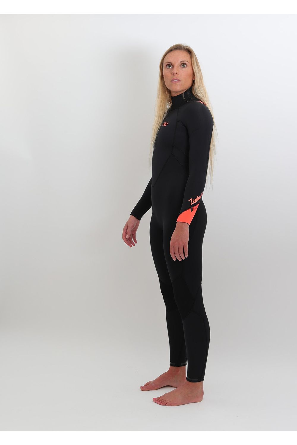 Tiki Women's Zepha2 4/3 Wetsuit GBS - Back Zip - Black/Peach
