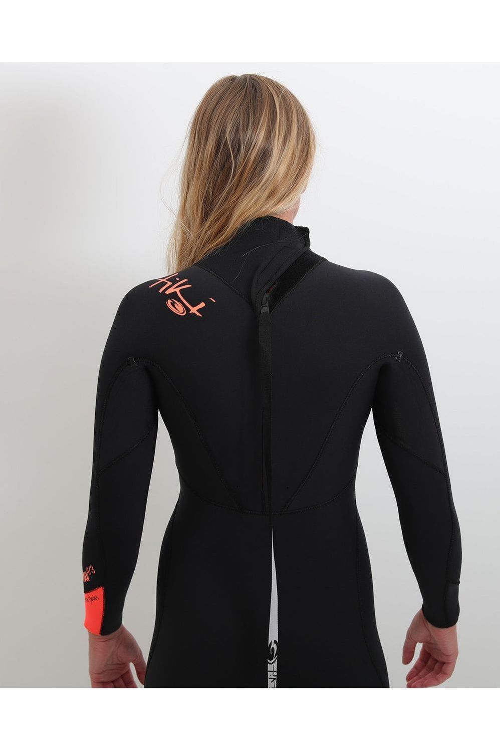 Tiki Women's Zepha2 4/3 Wetsuit GBS - Back Zip - Black/Peach