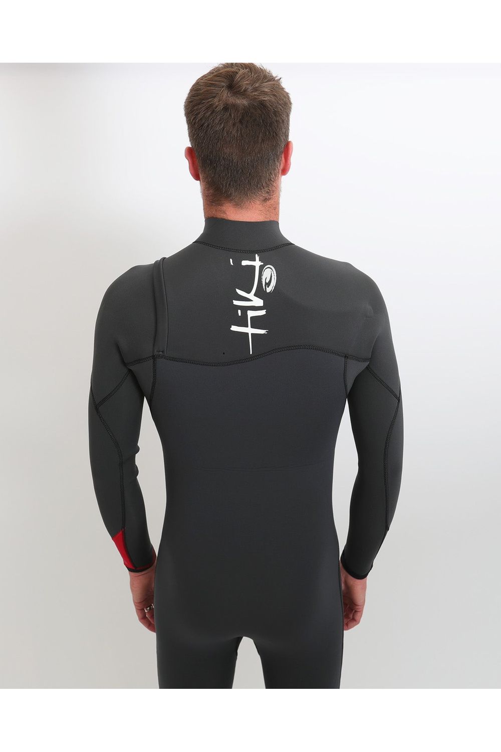 Tiki Mens Zepha 3/2 GBS Zip Free Wetsuit - Graphite/Red