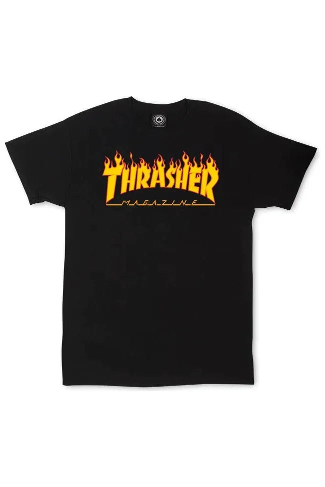 Thrasher T Shirt Flame Logo Black